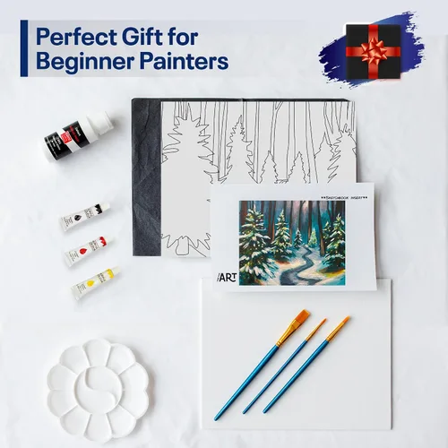 Miniatura 9 de Kit de Pintura DIY Painting4Real para Adultos – Aprende a Pintar Bosques Navideños con Tutoriales en Vídeo – Juego de Pintura Acrílica de 9 Piezas