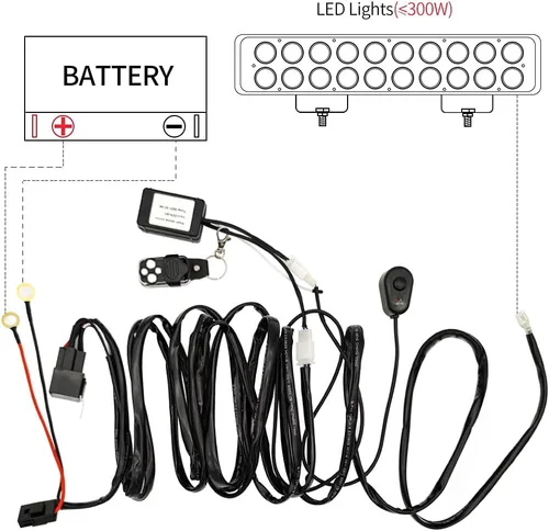 Miniatura 6 de Barra de luces LED de trabajo, kit de arnés de cableado remoto, 1 cable DC12V 40A, luces LED, interruptor de arnés de cableado remoto, relé de cable