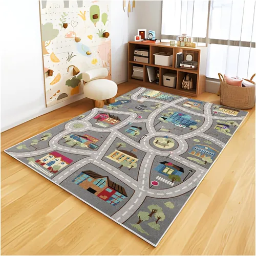 Miniatura 14 de Alfombra Analógica ABC para Niños, Alfombra de Juego para Cuarto de Juegos, Alfombra de Juego de Autos, Alfombra de Carreteras de Vida Urbana