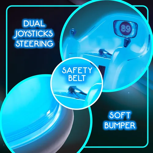 Miniatura 5 de Flybar Coche de parachoques azul brillante de 6V para niños – Juguete montable LED con giro de 360°, batería recargable y parachoques de goma suave