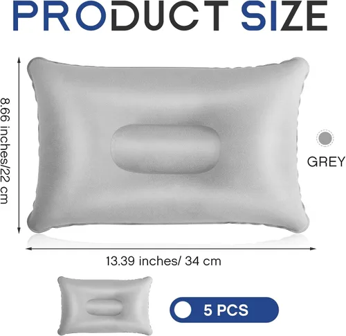 Miniatura 2 de Maitys 5 almohadas inflables de viaje portátil compacta, almohada de aire de tela flocada para mochileros para camping, senderismo, oficina en casa