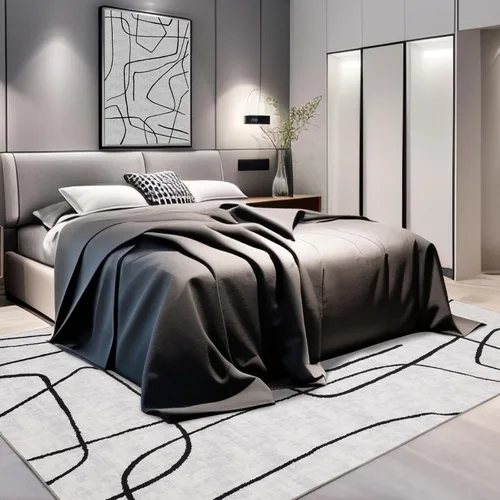 Miniatura 6 de YIHOUSE Alfombra lavable de 5 x 7 pies, moderna abstracta en blanco y negro, antideslizante, para dormitorio, oficina en casa (abstracto, 5 x 7 pies)