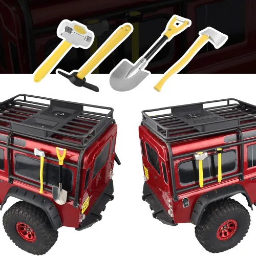 Miniatura 3 de Mini pala de metal, martillo, hacha y pico con organizador de plástico, accesorios de decoración para escala 1/10 RC Crawler Car Traxxas TRX4 Axial