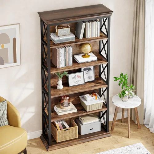 Miniatura 7 de Tribesigns Estantería de 6 niveles, 71 pulgadas, estanterías y librerías industriales, estanterías de almacenamiento de 5 niveles de pie, estantería