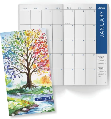 Miniatura 8 de Planificador Mensual de Bolsillo de 2 Años/Calendario de Bolsillo, 8.9 cm x 16.5 cm, 2026-2027: Planificador Semanal/Agenda Semanal/Organizador