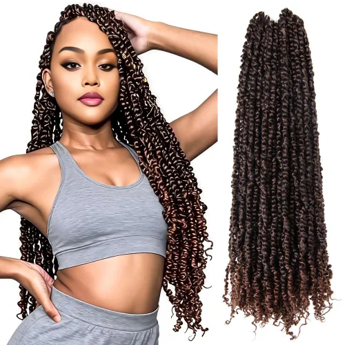 Miniatura 8 de Pelo Passion Twist de 8 pulgadas, trenzas de ganchillo pretrenzadas, paquetes de 8 paquetes (1B/negro natural)