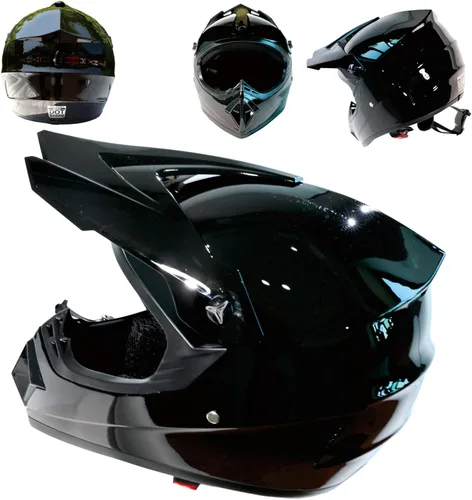 Miniatura 2 de Cascos de Dirt Bike para Adultos Negro DOT ATV Motocross Motocicleta Todoterreno Calle Bicicleta de Montaña Cara Completa con Gafas Guantes Máscara