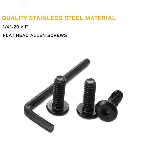 Miniatura 2 de 20pcs 1/4 "-20 x 1 Remache negro avellanado Tornillos de conexión de acero inoxidable 304