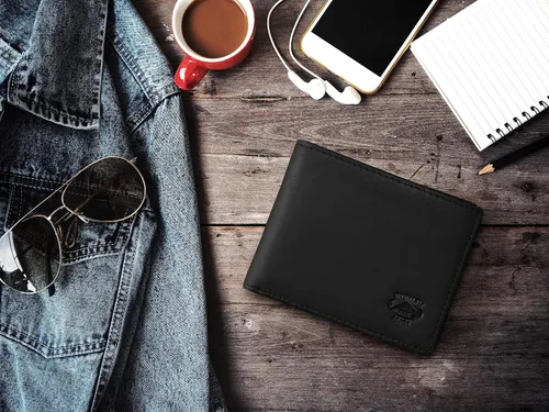 Miniatura 3 de Stealth Mode Cartera plegable de cuero para hombre con ventana de identificación y bloqueo RFID