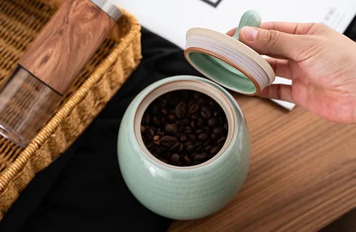 Miniatura 4 de Botes de cocina vintage de cerámica para almacenamiento de alimentos con tapa hermética para té, café, hierbas, azúcar, especias, frutos secos Verde