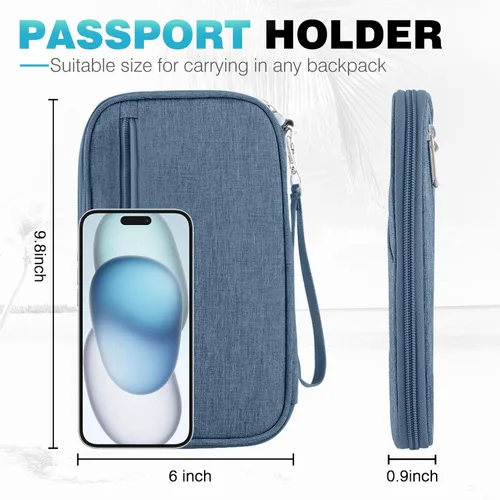 Miniatura 2 de Cartera de pasaporte para la familia con RFID, organizador de documentos de viaje, impermeable para mujeres, billetera de pasaporte portátil