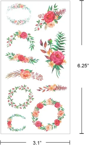Miniatura 5 de allydrew Washi - Juego de calcomanías para álbumes de recortes, manualidades para papelería, diario, fabricación de tarjetas, (18 hojas), flores
