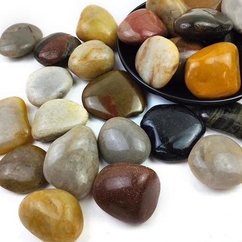 Rocas de río de colores mixtos de 40 libras, guijarros decorativos pulidos de 2 a 3 pulgadas, piedras pulidas para paisajismo, rocas de río