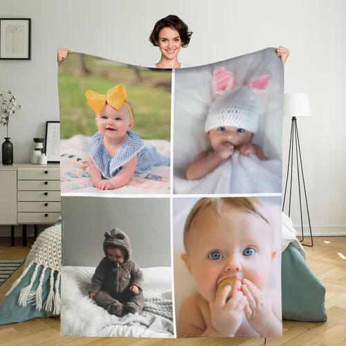 Miniatura 8 de Manta personalizada con texto de fotos, manta personalizada con mis propias fotos, manta conmemorativa personalizada para madres para mamá, papá