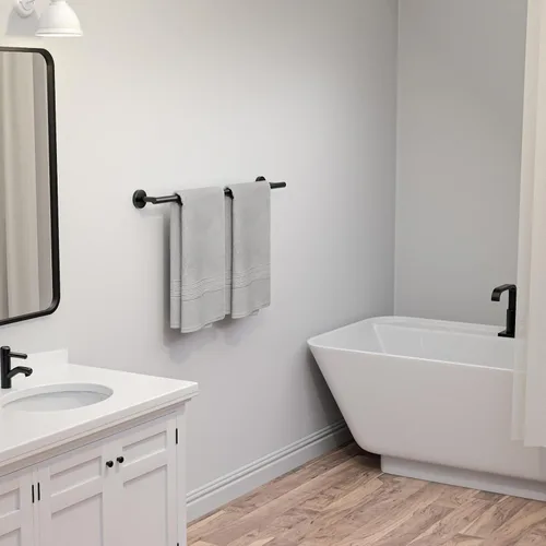 Miniatura 7 de USHOWER Toallero negro mate, toallero de 24 pulgadas para baño montado en la pared, barra de toalla gruesa de acero inoxidable SUS304, decoración