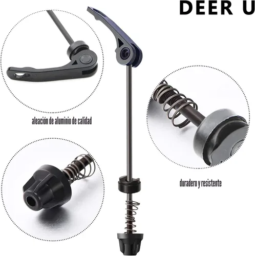 Miniatura 2 de DEER U Road Mountain Bicycle MTB Wheel Hub Front and Rear Skewers Quick Release Clip Bolt Lever Axle QR 145/180 mm, a Pair