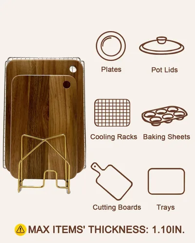 Miniatura 5 de Organizador de tapa para olla, soporte para tabla de cortar dentro del gabinete, organizador de ollas y sartenes de acero inoxidable 304, cubierta