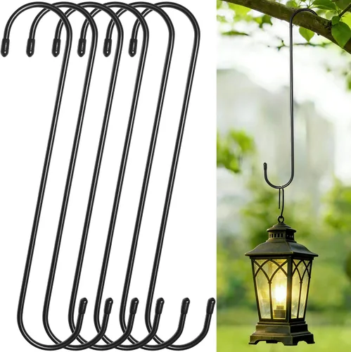 Miniatura 10 de Ganchos en S resistentes, ganchos grandes para plantas al aire libre, ganchos decorativos de metal para colgar macetas de jardín, cestas de flores