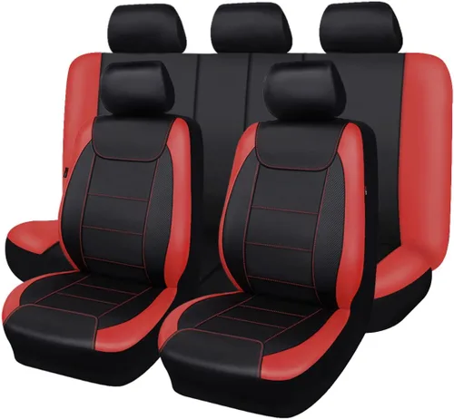 Fundas para asientos de coche Flying Banner, protectoras, impermeables, de cuero sintético con fibra de carbono para asientos delanteros y traseros