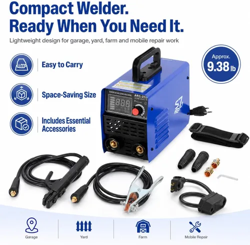 Miniatura 6 de Soldador de palo 250A 110/220V, máquina de soldadura ARC/Lift TIG con control sinérgico, inversor IGBT, arranque en caliente, fuerza de arco