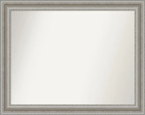 Miniatura 225 de Amanti Art Espejo de baño plateado para sobre el fregadero, 26 x 26 pulgadas, espejo cuadrado de plata antigua, marco de madera tradicional mediano
