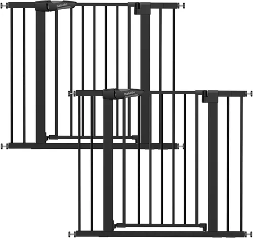Miniatura 19 de Babelio Puerta de bebé metálica, de 74-122 cm, con cierre automático, fácil de instalar, puerta de seguridad para niños extra ancha, puerta