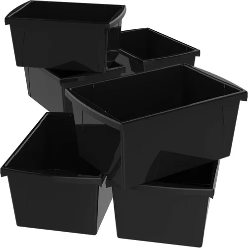 Miniatura 23 de Storex Contenedor de almacenamiento de 4 galones, organizador de plástico para libros y suministros, negro, paquete de 6 (61466C06C)