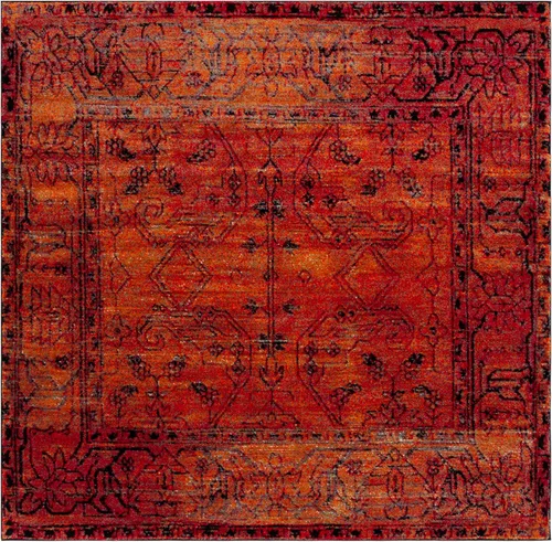 Miniatura 3 de SAFAVIEH Vintage Hamadan Collection - Alfombra cuadrada de 6 pies 7 pulgadas, naranja, diseño oriental tradicional persa, no desprende pelusa