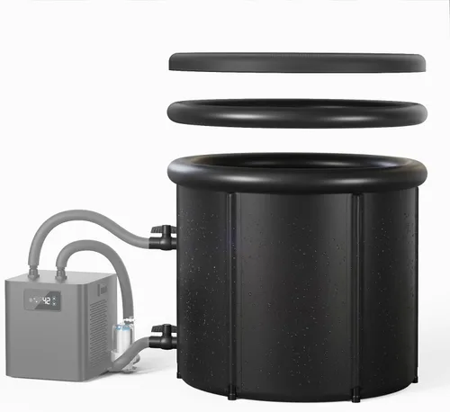 100 Gal Ice Pod Cold Plunge Tub, Portable Round Ice Bath Tub for Cold Plunge Chiller, Easy Setup, Includes Cover & Carry Bag, for Recovery & Cold