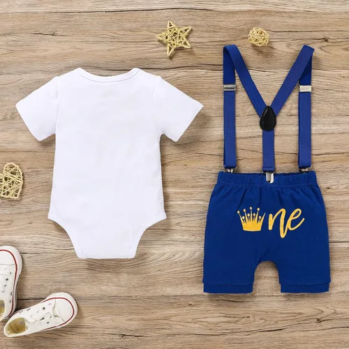Miniatura 3 de GRNSHTS Ropa divertida de primer cumpleaños para bebé niño, mameluco con pajarita, mameluco para tartas