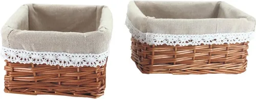 Miniatura 3 de KINGWILLOW Cesta de almacenamiento de mimbre con forro, 3 unidades, cesta rectangular hecha a mano de sauce pequeña para artículos diversos
