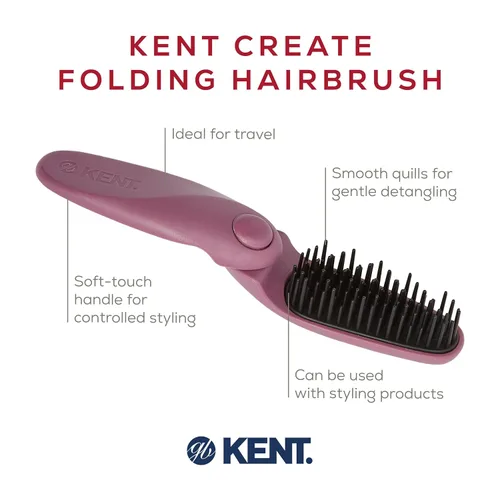 Miniatura 4 de Kent KCR10 Create - Cepillo de pelo plegable para peinar cabello corto, cepillo de viaje para hombres y mujeres, antiestático, estimulante del cuero