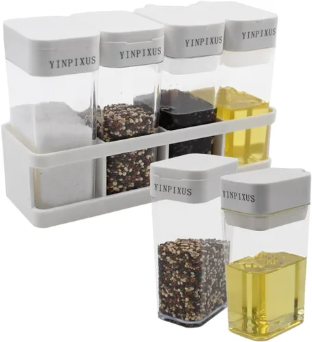 Juego de coctelero de especias 4 en 1, contenedor de viaje para especias múltiples, recipientes de condimentos portátiles, recipientes de especias
