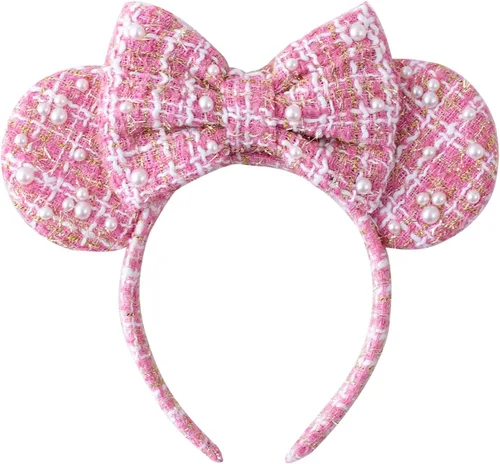 Miniatura 11 de KARETT Diadema con Orejas de Ratón de Lentejuelas con Lazo de Brillantina, Decoración de Fiesta de Princesa para Niñas y Mujeres Rosa Azul