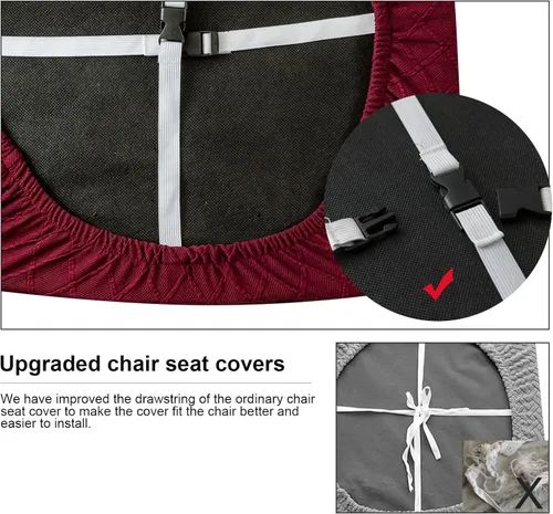 Miniatura 6 de Genina Fundas de asiento impermeables para sillas de comedor, fundas para sillas de comedor, fundas para sillas de cocina (rojo vino, 4 piezas)