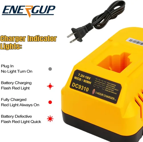 Miniatura 4 de Cargador DC9310 para batería Dewalt 7.2V-18V XRP NI-CD NI-MH DC9096 DC9098 DC9099 DC9091 DC9071 DE9057 DW9096 DW9094 DW9072 18V Dewalt cargador