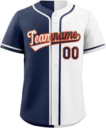 Miniatura 9 de Camiseta de béisbol dividida personalizada con botones y número de nombre cosido personalizado para hombres/mujeres/niños
