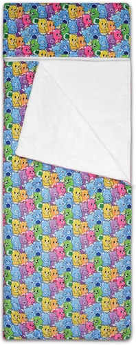 Miniatura 2 de iscream Care Bears - Saco de dormir de forro polar de felpa con cremallera de 73 x 25 pulgadas, con forro de sherpa sintético, collage de oso