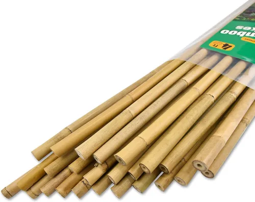 Jollybower 25 estacas de bambú resistentes de 1/2 pulgada de D, estacas de 4 pies, estacas de jardín naturales para tomate, frijol, flores, árboles