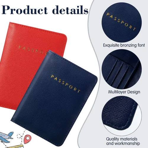 Miniatura 3 de Frienda 2 piezas de fundas de pasaporte nupcial titular cartera de viaje para pasaporte