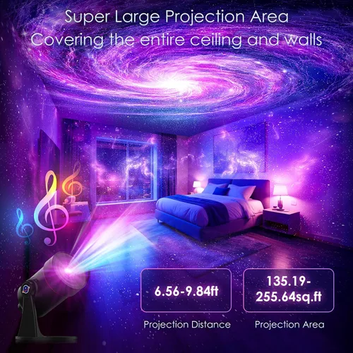 Miniatura 3 de [Ruido blanco] Proyector de galaxia, 28 sonidos relajantes máquina de sonido con proyector de estrellas, proyector de planetario espacial