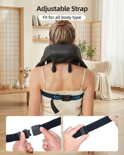 Miniatura 7 de Masajeador de cuello y hombros con calor, almohada de masaje 3D de tejido profundo para cuello, espalda, alivio del dolor de trapecio, masajeador