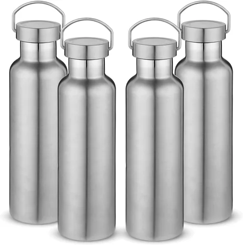 Miniatura 35 de Volhoply 24 onzas Botella de agua aislada con boca estándar con tapa de combinación de plástico y acero inoxidable, botellas de agua de 304 18/8