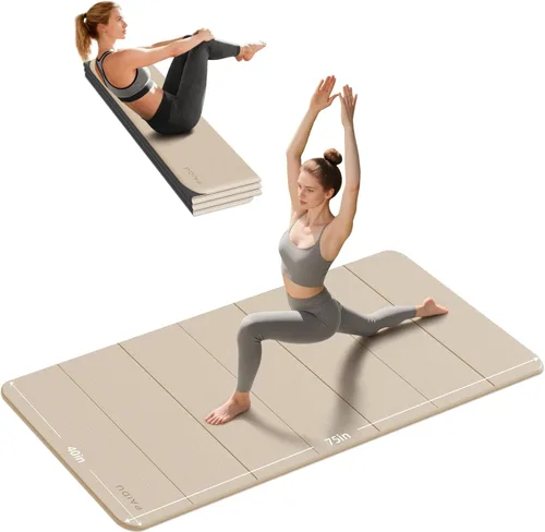 PAIDU Tapete de yoga plegable de grosor de 2/5 pulgadas (0.394 in), diseño antideslizante de elastómero termoplástico, plegado rápido, fácil