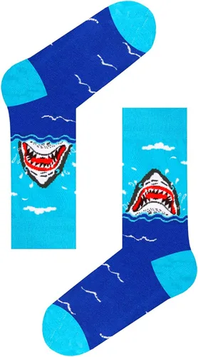 Miniatura 5 de HAPPYPOP Calcetines a la pantorrilla para niños, diseño de tiburón loco, diseño espacial, deportes, animales, comida