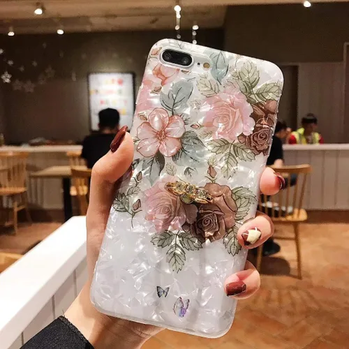 Miniatura 3 de Qokey Funda compatible con iPhone 11 de 6.1 pulgadas, diseño floral transparente para mujer con soporte de anillo giratorio de 360 grados, funda