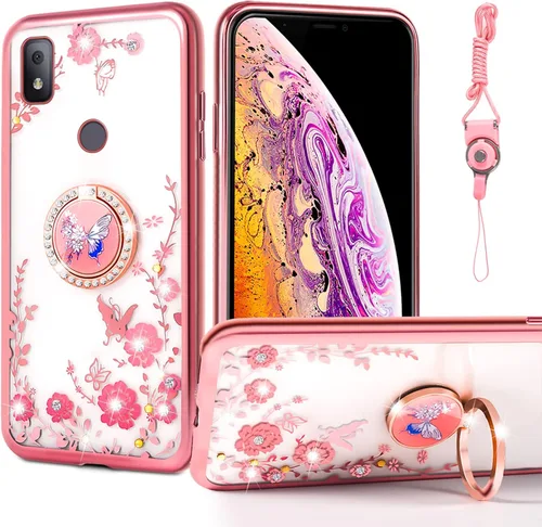 Miniatura 22 de nancheng Funda de teléfono para TCL A3X (A600DL), funda para Alcatel TCL A3X niñas y mujeres, bonita funda de silicona transparente con purpurina