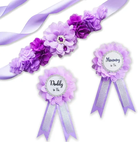 Miniatura 8 de Juego de 3 pines de ramillete y ramillete de maternidad, para mamá y papá, ramillete y diamantes de imitación de flores para embarazo, accesorios