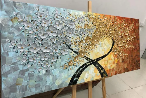 Miniatura 2 de V-inspire Arte, 24 x 60 pulgadas, moderno, pintado a mano, 3D, arte abstracto, arte de pared, pinturas al óleo, decoraciones para sala de estar
