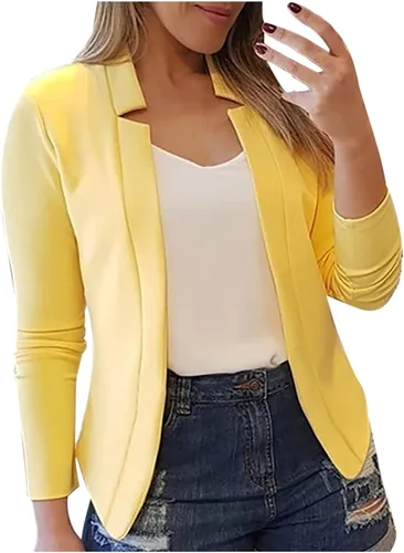 Miniatura 33 de Chaquetas ligeras para mujer, estilo casual, manga larga, frente abierto, chaqueta elegante, para trabajo, oficina, trajes profesionales
